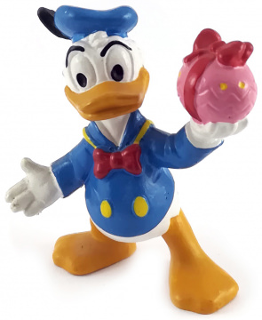 Donald Duck mit Osterei BULLY Kleinfigur (Var.: gelbe Punkte) 6cm