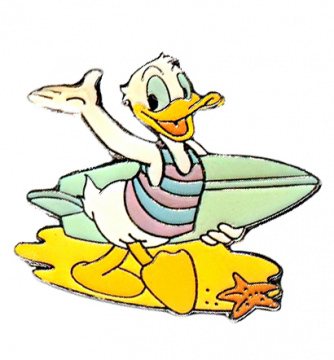 Anstecker Donald Duck mit Surfbrett (PROPIN)