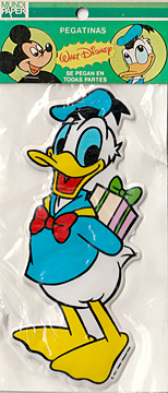 Donald Duck mit Geschenk. Sticker (MUNDI PAPER)