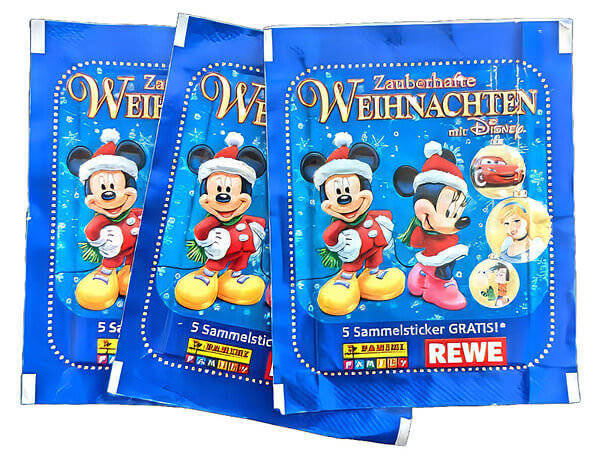 Sammelsticker Zauberhafte Weihnachten mit Disney (Panini/Rewe) 3 Päckchen à 5 Sticker