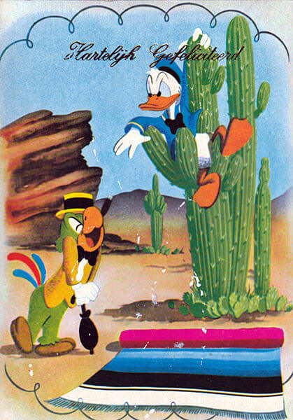 Postkarte Hartelijk Gefeliciteerd / Donald Duck, Joe Carioca