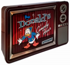 Blechdose in Fernseherform mit Donald Duck (Donalds Comedy Hour: Applause!)