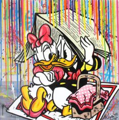 Donald & Daisy - Color Rain / Canvas-Druck 40x40cm