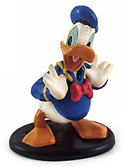 Donald Duck fröhlich gespreizte Hände (APPLAUSE) Kleinfigur auf Standplatte 6,5cm