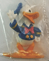 Donald Duck winkend Kuchenaufsatz (NESTLÉ) Kleinfigur, gelbe Bodenplatte 4,5cm