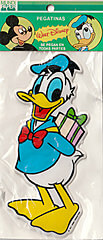 Donald Duck with gift. Sticker (MUNDI PAPER)