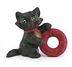 Berlioz (Aristocats) small figure 4cm (version fur dark gray, red tire)