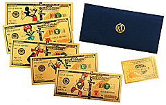 Disney KL World Collection 5 x 24K Gold Banknoten Limited Edition