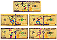 Disney KL World Collection 5 x 24K Gold Banknoten Limited Edition