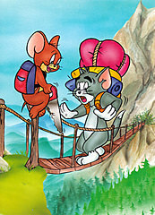Postkarte Hängebrückenstreich / Tom und Jerry