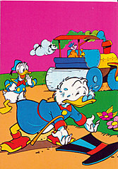 Postkarte Dagoberts platter Zylinder / Donald Duck, Dagobert Duck, Panzerknacker