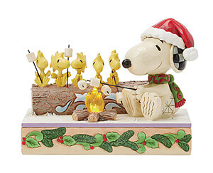 Snoopy & Woodstocks: Lagerfeuergefährten rösten Marshmallows mit LED-Licht (PEANUTS BY JIM SHORE) Figur