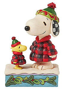 Snoopy & Woodstock in Plaid-Pufferjacken Behagliche Gesellschaft (PEANUTS BY JIM SHORE) Figur